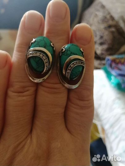 Серебро 925 пробы серьги и кольцо
