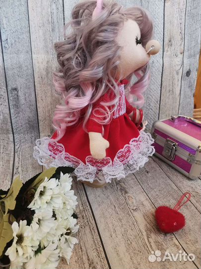 Кукла-мышка ручной работы с гардеробом