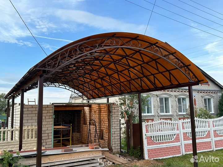 Арочный навес из профнастила