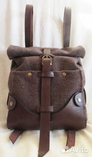 Рюкзак на заказ из кожи и войлока 23 х 40