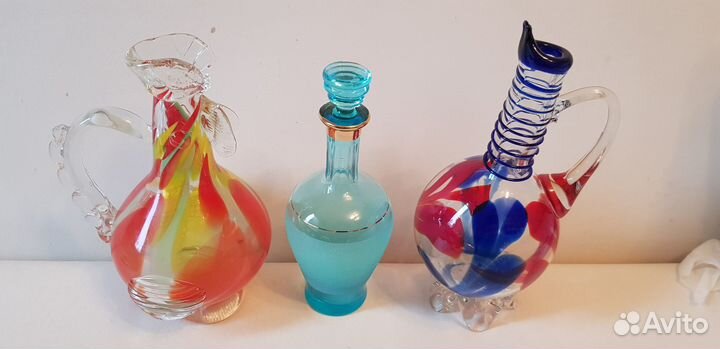 Винтажный Графин кувшин цветное стекло СССР