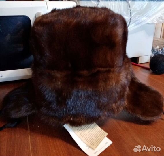 Норковая шапка мужская новая, цельная