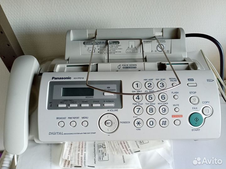 Телефон факс Panasonic KX-fp218ru на бумаге а4
