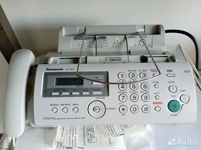 Телефон факс Panasonic KX-fp218ru на бумаге а4