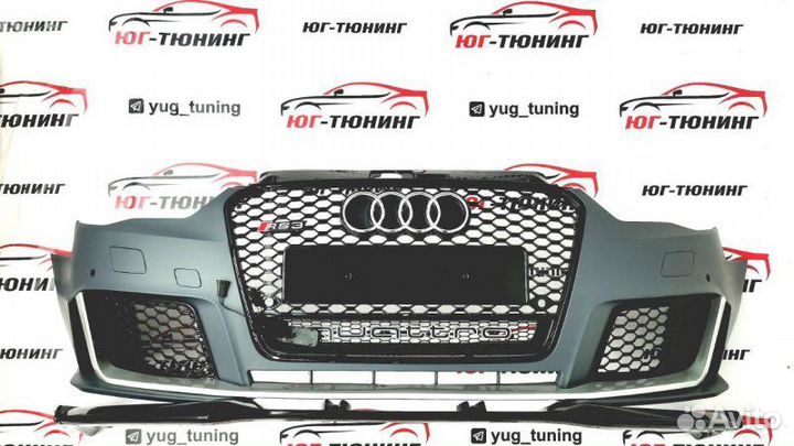 Передний бампер с губой в стиле RS3 + диффузор RS