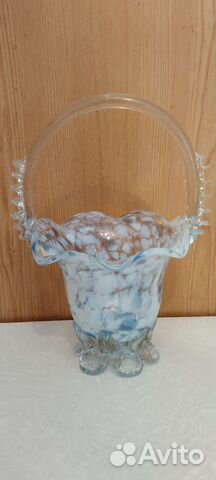 Ваза, конфетница, корзинка, стеклянная, СССР