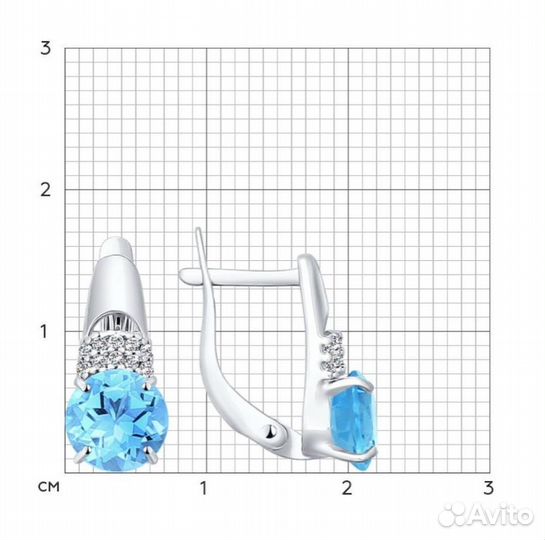 Серьги серебро с голубым топазом sokolov
