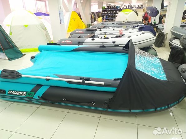 Надувная лодка gladiator E380X черно-бирюзовый