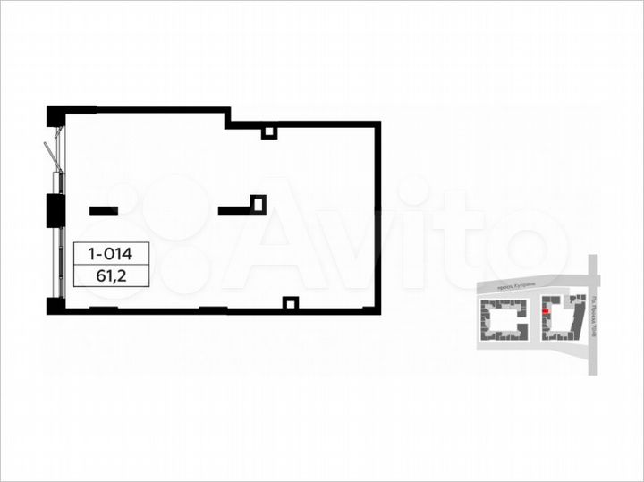 Продается торговое помещение площадью 61.2 кв.м