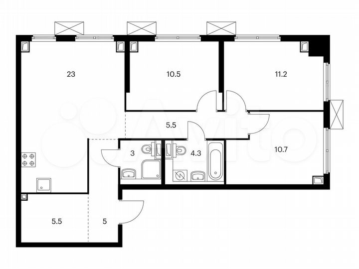 3-к. квартира, 78,7 м², 14/33 эт.