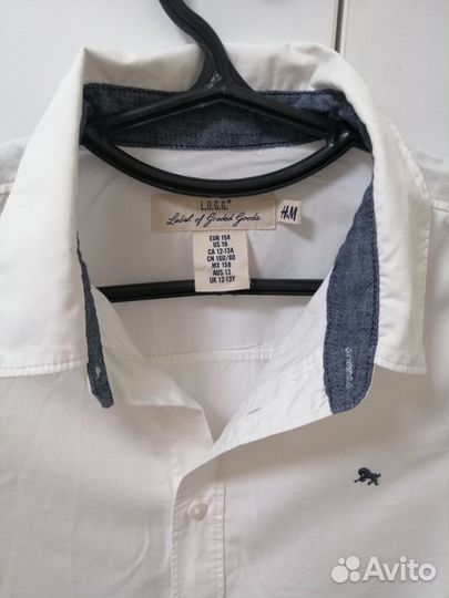 Рубашка белая для мальчика H&M, р-р 158