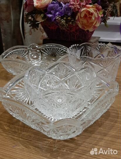 Хрустальные конфетницы, салатники, Чехия, СССР