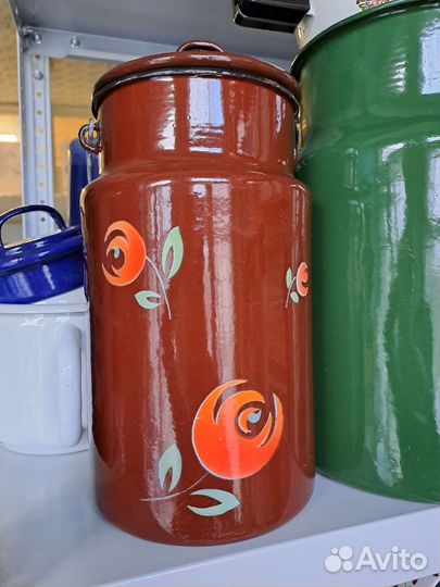 Бидон эмалированный СССР синий зеленый