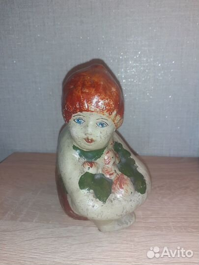 Копилка Девочка с яблоками 19 век винтаж