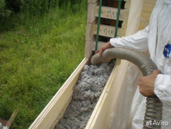 Утепление эковатой в Давлеканово (услуга+материал)