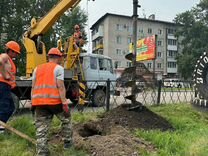 Бурение под опоры, ямобур, вкручиваем сваи