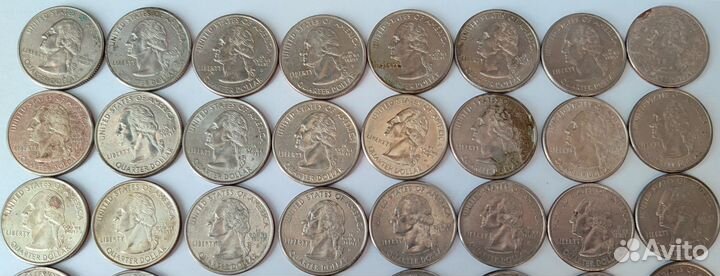 Квотеры США. Юбилейные. Почти номинал. 61шт