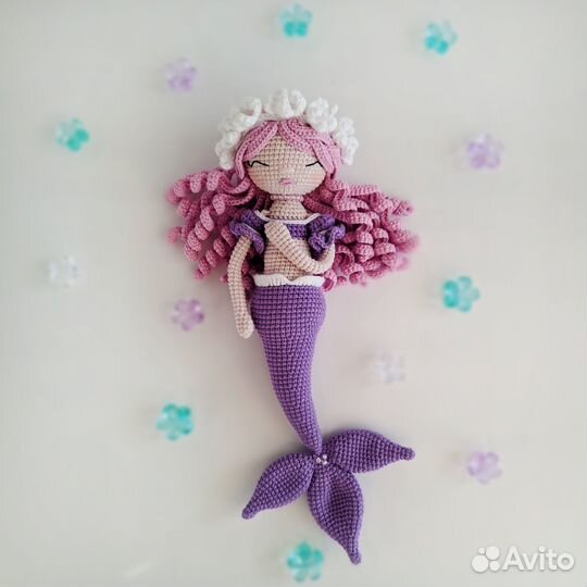 Русалка - интерьерная вязаная кукла амигуруми