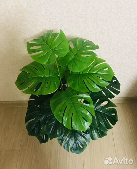 Монстера в кашпо искусственная комнатная Икеа