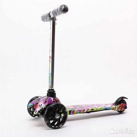 Детский Самокат-Scooter светящиеся колеса Принт