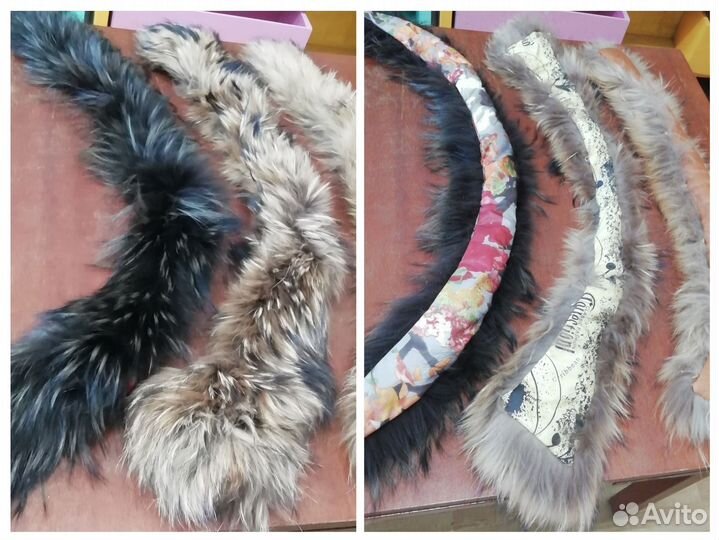 Воротник опушка натуральный мех енот