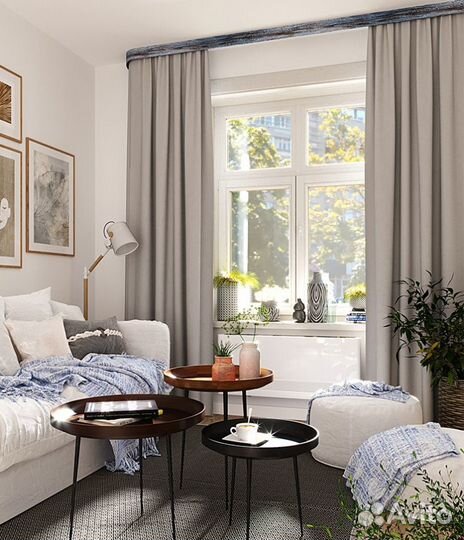 Штора портьерная Блэкаут 200x260 см светло-серый ;