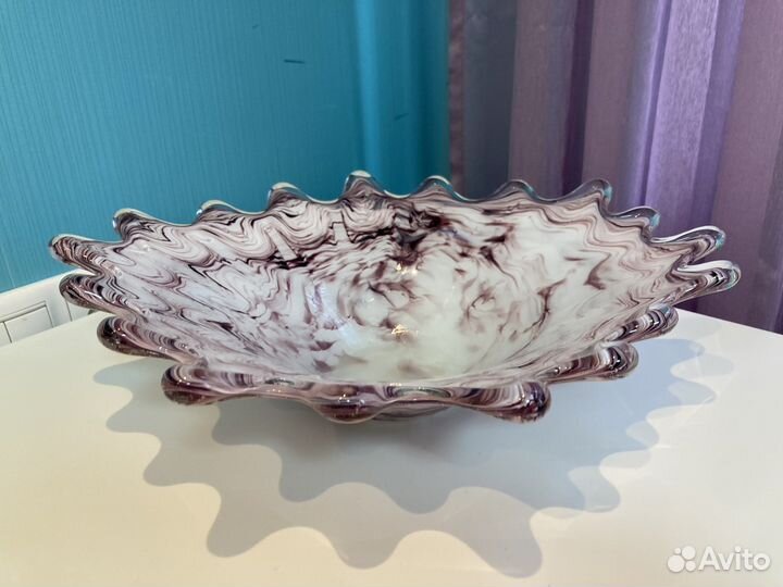 Ваза для фруктов цветное стекло