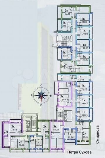 2-к. квартира, 60,4 м², 7/16 эт.