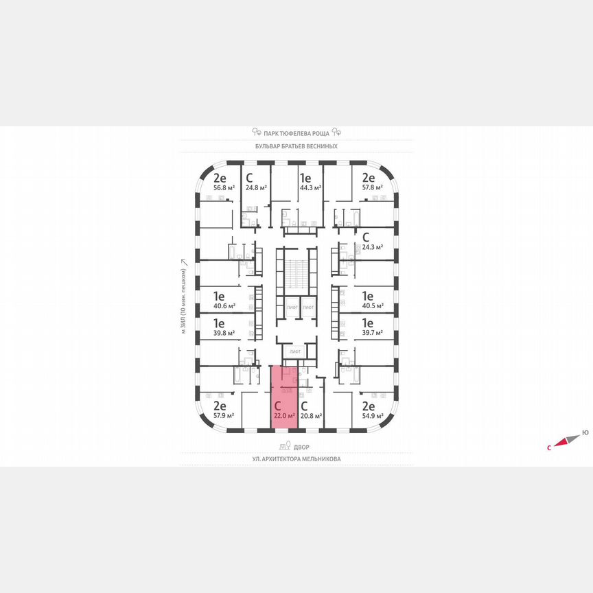 Квартира-студия, 22 м², 28/28 эт.
