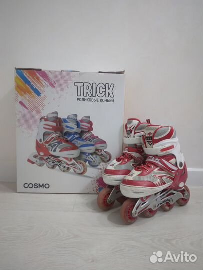 Роликовые коньки (35-38 размер) красного цвета