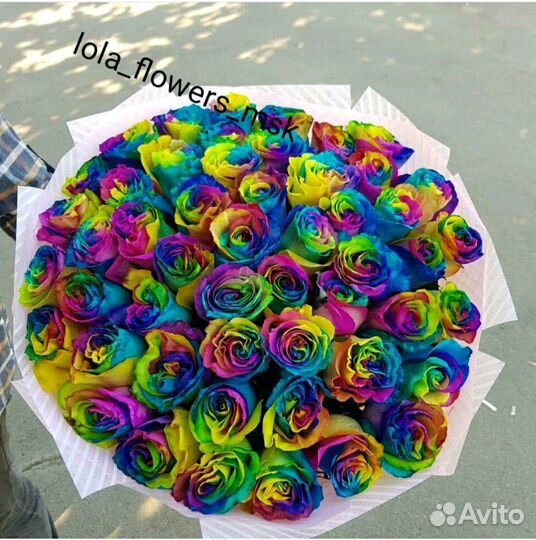 Радужные розы букет.Доставка по Москве и мо