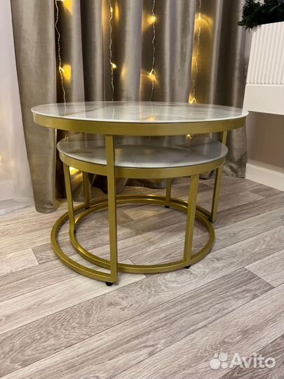 Журнальный столик золотой круглый