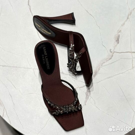 Шлепки на платформе женские Saint laurent