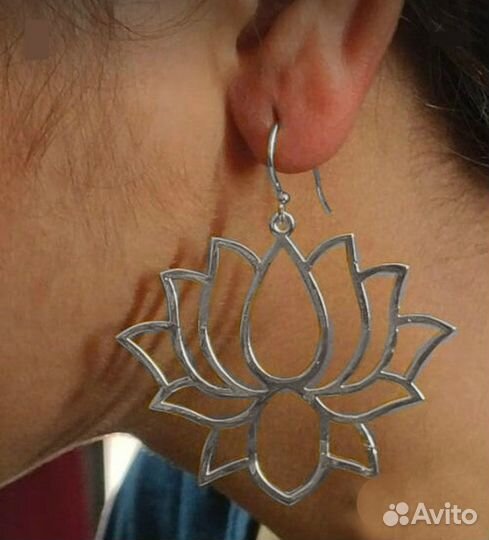 Лотос серьги кулон цепочка бохо этно хиппи ретро