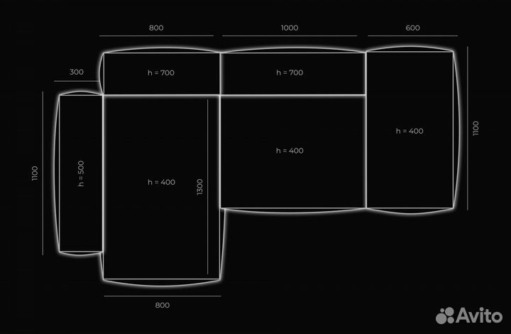 Диван со спальным местом 2700х1650 мм