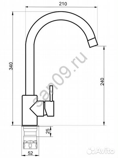 Смеситель рмс для кухни SUS124BL-017F