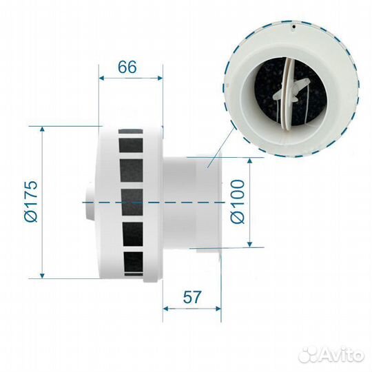 Приточный клапан кив-125, клапан инфильтрации