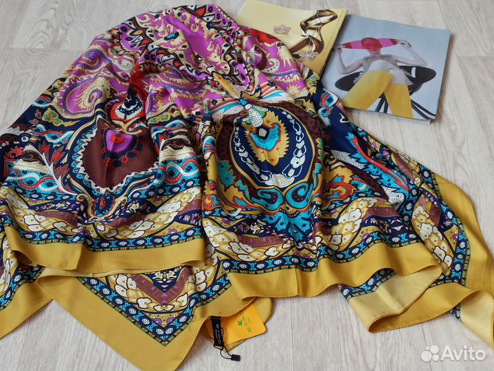 Платок Шаль Etro шелковый горчица