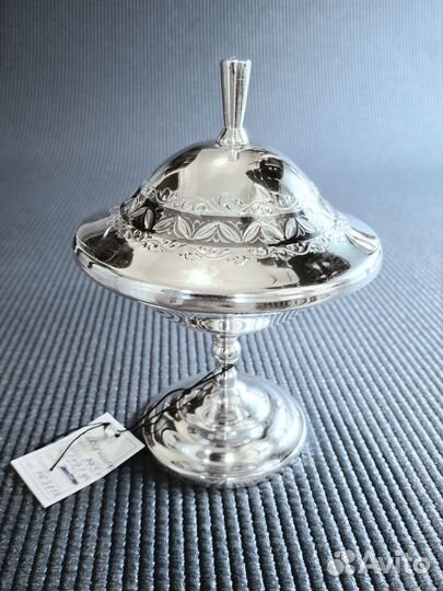 Серебряная икорница, вазочка 875-й пробы Кубачи