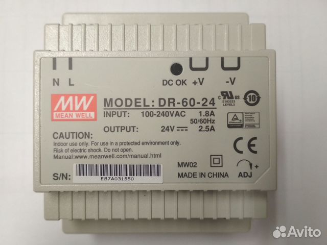 Блок питания на DIN-рейку, 24 В. DR-60-24