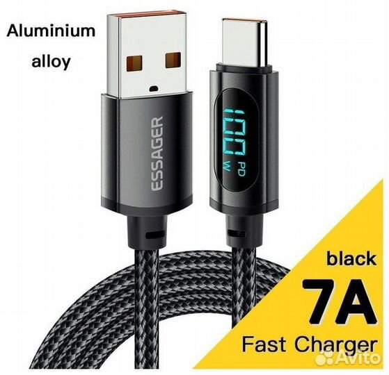 Кабель Essager PD 100 Вт с USB Type-C дисплей 2м
