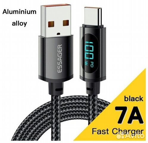 Кабель Essager PD 100 Вт с USB Type-C дисплей 2м