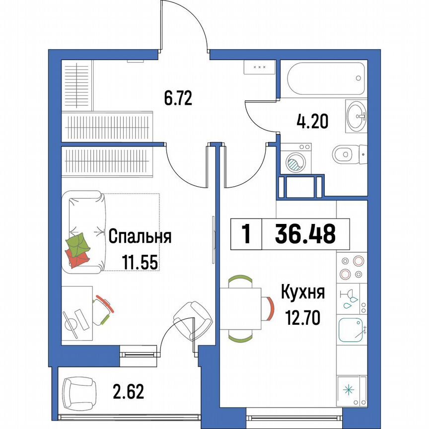 1-к. квартира, 36,5 м², 16/16 эт.