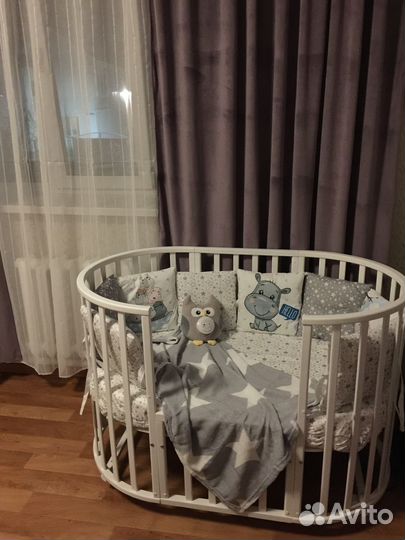 Детская кроватка трансформер+матрас и бортики