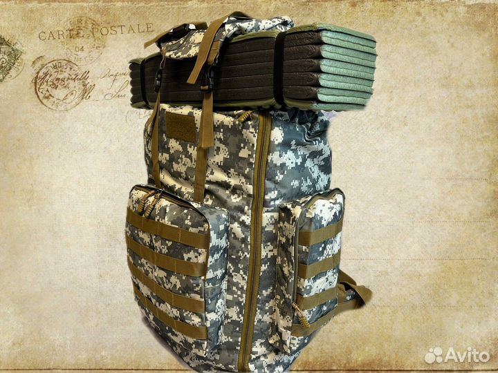 Рюкзак тактический армейский 80 литров с карманами