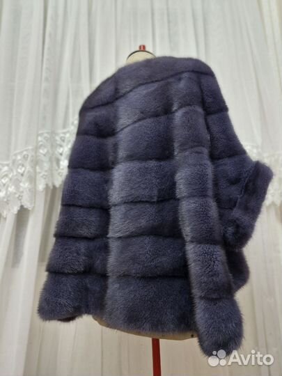 Р.48-54 Норковая шубка пончо на молнии