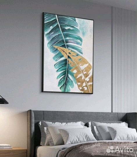 Стильная картина маслом Экзотические листья