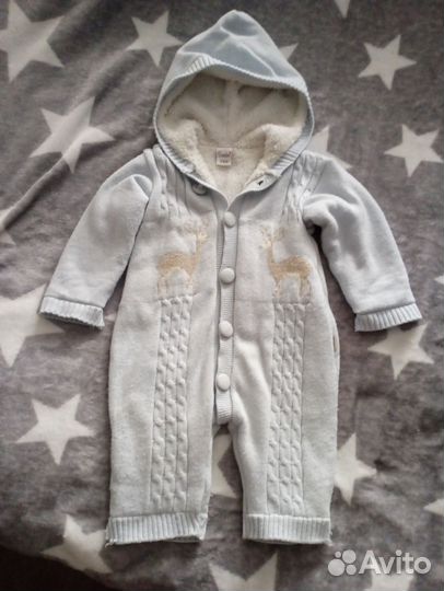 Комбинезон детский вязаный на меху 12-18 месяцев