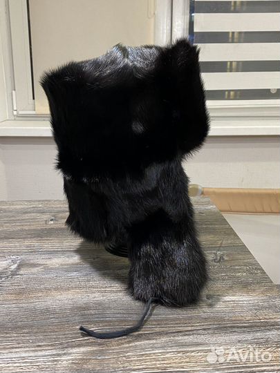 Мужская меховая шапка чёрная шапка Мех Ондатра