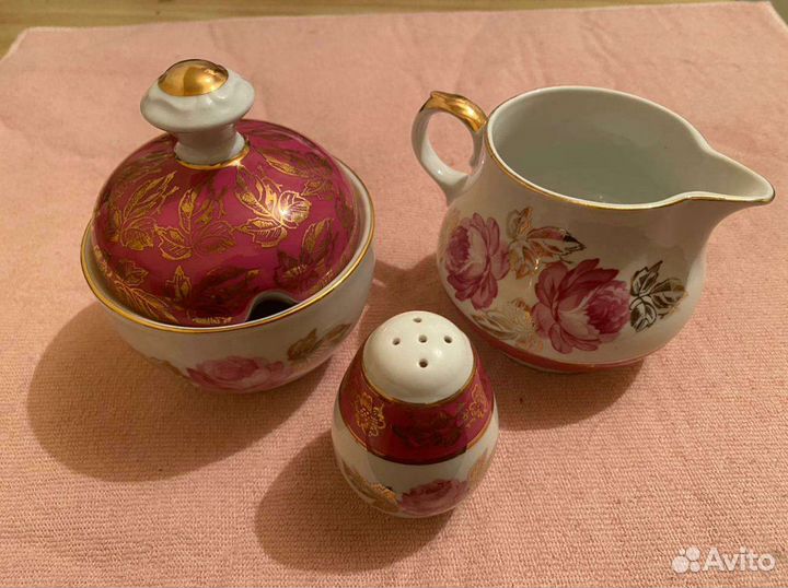 Молочник-сливочник, солонка, сахарница